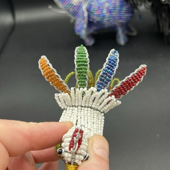 Beadworx By Grassroots Lot Of 4 Beaded Sculpture Dog Elephant Pig Rooster Farm - Picture 7 of 16